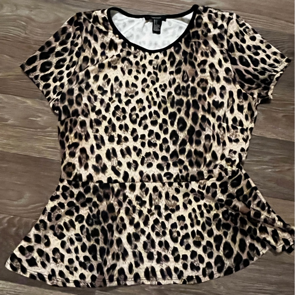 Forever 21 Leopard Print Peplum Blouse